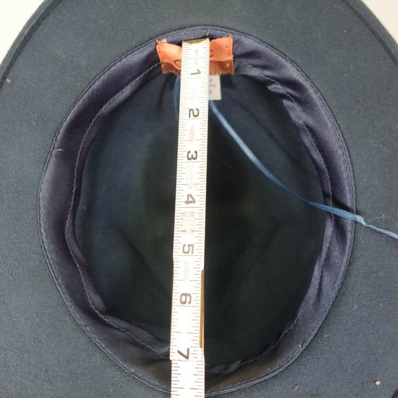 C.C Women's 100% Wool Navy Blue Fedora Hat OS‎ Classic Suede Genuine Felted Fur - Picture 7 of 8